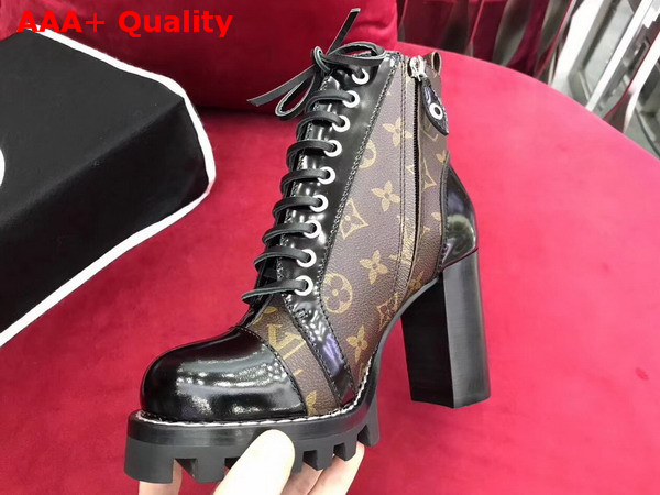 Louis Vuitton Star Trail Ankle Boot Monogram Canvas and Black Glazed Calf Leather 1A2Y7U Replica