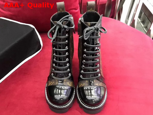 Louis Vuitton Star Trail Ankle Boot Monogram Canvas and Black Glazed Calf Leather 1A2Y7U Replica