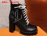 Louis Vuitton Star Trail Ankle Boot in Black Calf Leather with Giant LV Logo Replica