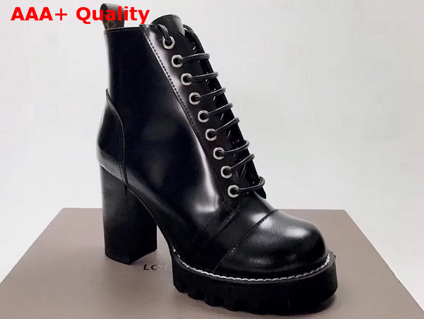 Louis Vuitton Star Trail Ankle Boot in Black Glazed Calf Leather 1A2Y89 Replica