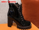 Louis Vuitton Star Trail Ankle Boot in Black Glazed Calf Leather with Monogram Canvas Details 1A5MZY Replica