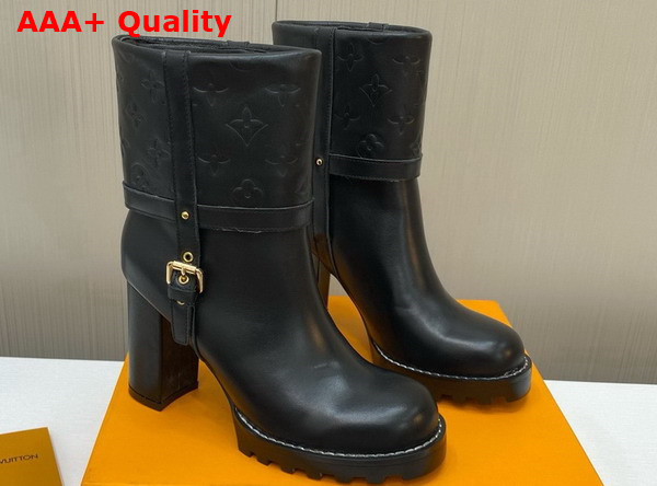 Louis Vuitton Star Trail Ankle Boot in Black Monogram Debossed Calf Leather 1ACIAF Replica