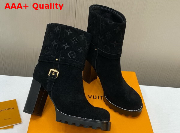 Louis Vuitton Star Trail Ankle Boot in Black Monogram Debossed Suede Calf Leather Replica