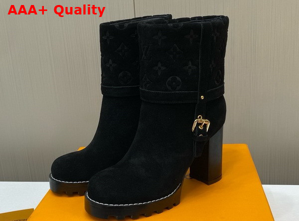 Louis Vuitton Star Trail Ankle Boot in Black Monogram Debossed Suede Calf Leather Replica