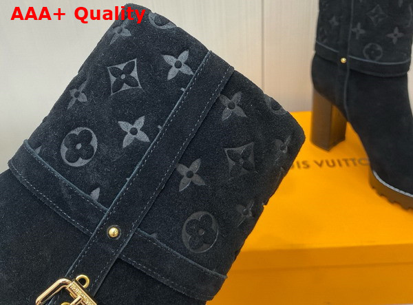 Louis Vuitton Star Trail Ankle Boot in Black Monogram Debossed Suede Calf Leather Replica