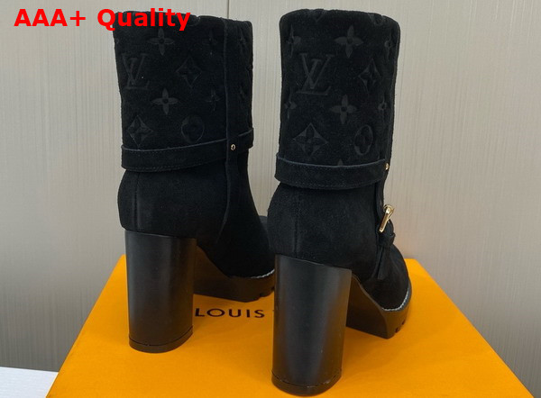 Louis Vuitton Star Trail Ankle Boot in Black Monogram Debossed Suede Calf Leather Replica