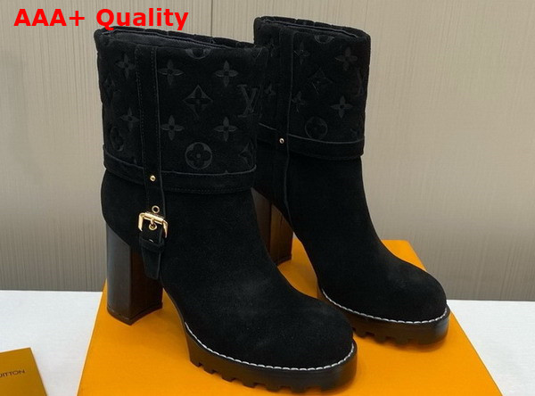 Louis Vuitton Star Trail Ankle Boot in Black Monogram Debossed Suede Calf Leather Replica