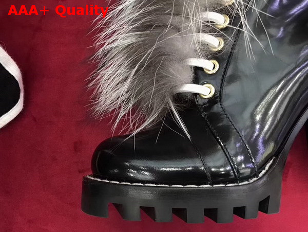 Louis Vuitton Star Trail Ankle Boot in Black with Luxurious Silver Fox Fur Ornement 1A307H Replica