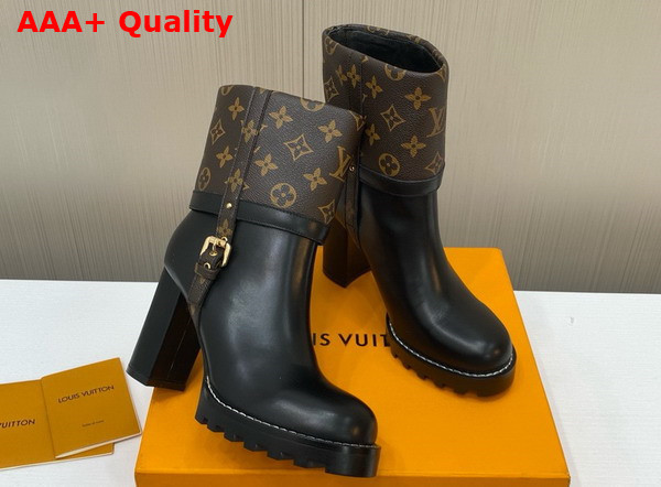 Louis Vuitton Star Trail Ankle Boot in Monogram Canvas and Black Calf Leather Replica