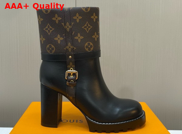 Louis Vuitton Star Trail Ankle Boot in Monogram Canvas and Black Calf Leather Replica