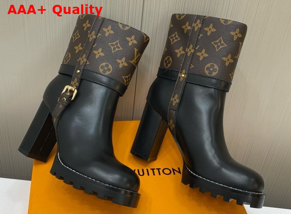 Louis Vuitton Star Trail Ankle Boot in Monogram Canvas and Black Calf Leather Replica