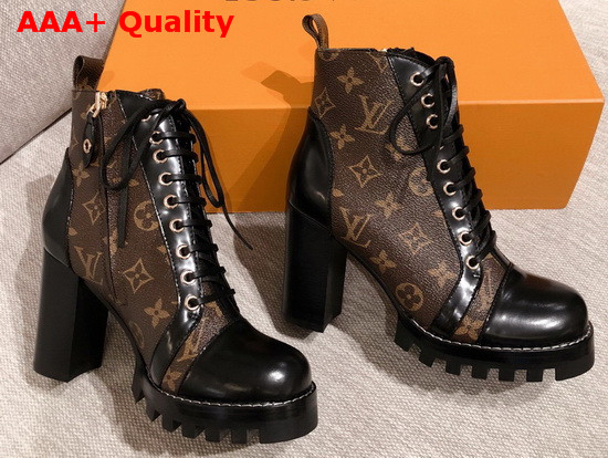 Louis Vuitton Star Trail Ankle Boot in Patent Monogram Canvas and Black Calf Leather 1A2Y7W Replica