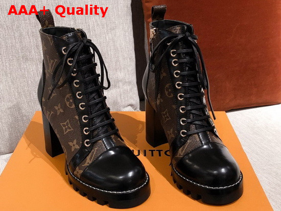 Louis Vuitton Star Trail Ankle Boot in Patent Monogram Canvas and Black Calf Leather 1A2Y7W Replica