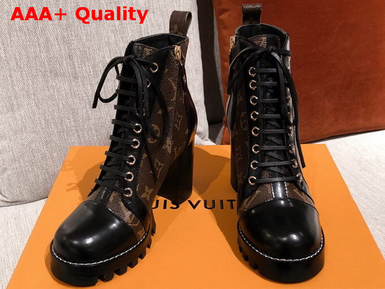 Louis Vuitton Star Trail Ankle Boot in Patent Monogram Canvas and Black Calf Leather 1A2Y7W Replica