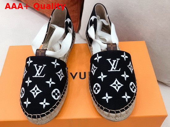 Louis Vuitton Starboard Flat Espadrille Black Monogram Embroidered Canvas Replica