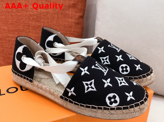 Louis Vuitton Starboard Flat Espadrille Black Monogram Embroidered Canvas Replica