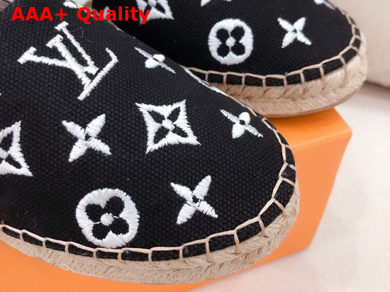 Louis Vuitton Starboard Flat Espadrille Black Monogram Embroidered Canvas Replica