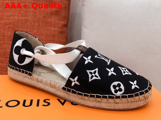 Louis Vuitton Starboard Flat Espadrille Black Monogram Embroidered Canvas Replica