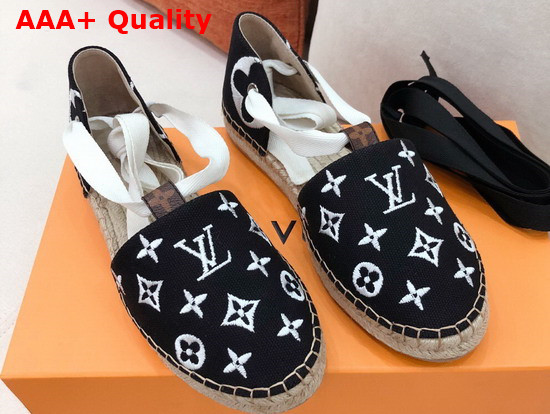 Louis Vuitton Starboard Flat Espadrille Black Monogram Embroidered Canvas Replica