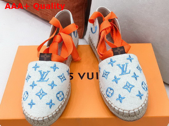 Louis Vuitton Starboard Flat Espadrille Blue Monogram Embroidered Canvas 1A8GCN Replica