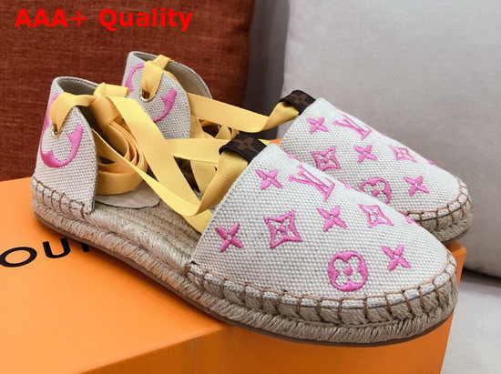 Louis Vuitton Starboard Flat Espadrille Rose Pop Pink Monogram Embroidered Canvas 1A8GC8 Replica