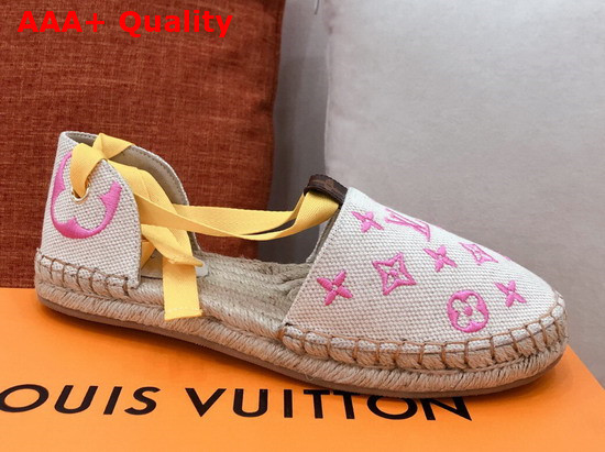 Louis Vuitton Starboard Flat Espadrille Rose Pop Pink Monogram Embroidered Canvas 1A8GC8 Replica