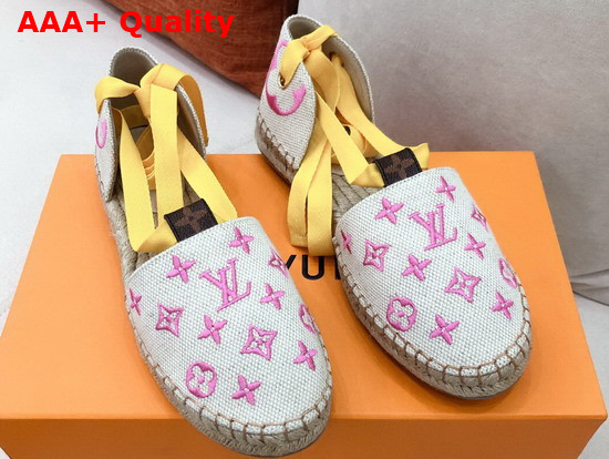 Louis Vuitton Starboard Flat Espadrille Rose Pop Pink Monogram Embroidered Canvas 1A8GC8 Replica