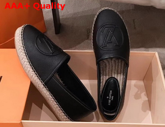 Louis Vuitton Starboard Flat Espadrille in Black Supple Grained Calf Leather 1A86QR Replica