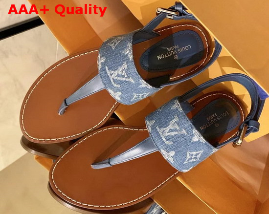 Louis Vuitton Starboard Flat Thong Sandal Monogra Denim and Calf Leather Denim Blue 1A7RDP Replica