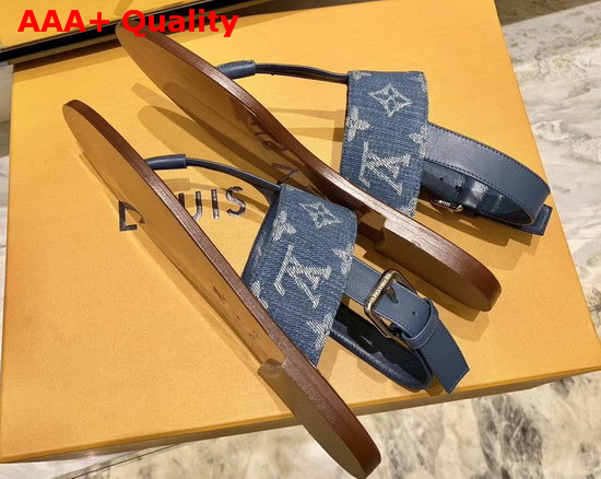 Louis Vuitton Starboard Flat Thong Sandal Monogra Denim and Calf Leather Denim Blue 1A7RDP Replica