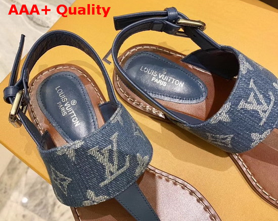 Louis Vuitton Starboard Flat Thong Sandal Monogra Denim and Calf Leather Denim Blue 1A7RDP Replica