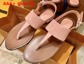 Louis Vuitton Starboard Flat Thong Sandal Pink Monogra Denim and Calf Leather Replica