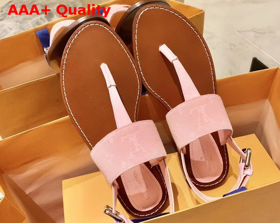 Louis Vuitton Starboard Flat Thong Sandal Pink Monogra Denim and Calf Leather Replica