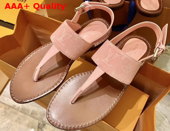 Louis Vuitton Starboard Flat Thong Sandal Pink Monogra Denim and Calf Leather Replica