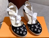 Louis Vuitton Starboard Wedge Espadrille Black Monogram Embroidered Canvas Replica