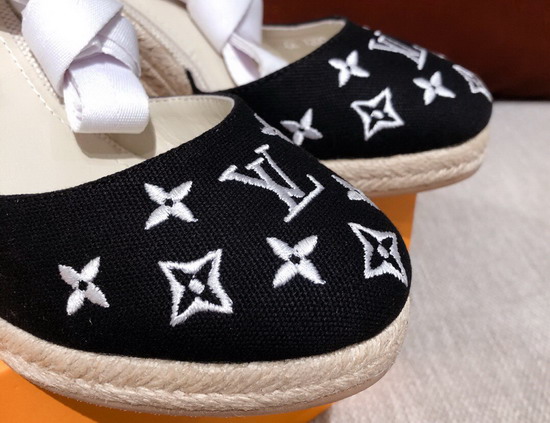 Louis Vuitton Starboard Wedge Espadrille Black Monogram Embroidered Canvas Replica