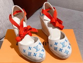 Louis Vuitton Starboard Wedge Espadrille Blue Monogram Embroidered Canvas 1A8GLT Replica