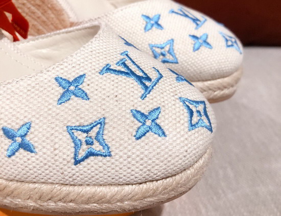 Louis Vuitton Starboard Wedge Espadrille Blue Monogram Embroidered Canvas 1A8GLT Replica