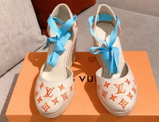 Louis Vuitton Starboard Wedge Espadrille Orange Monogram Embroidered Canvas Replica