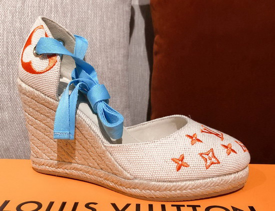 Louis Vuitton Starboard Wedge Espadrille Orange Monogram Embroidered Canvas Replica