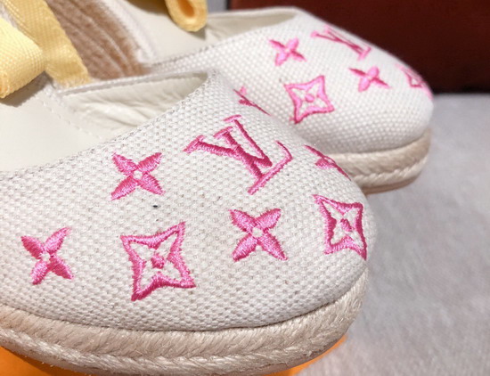 Louis Vuitton Starboard Wedge Espadrille Pink Monogram Embroidered Canvas 1A8GLE Replica