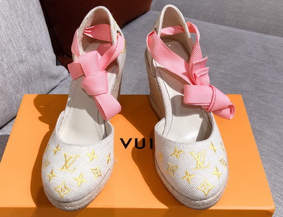 Louis Vuitton Starboard Wedge Espadrille Yellow Monogram Embroidered Canvas 1A8GM8 Replica