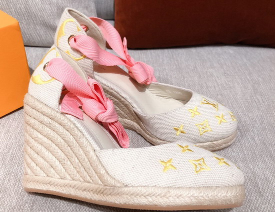 Louis Vuitton Starboard Wedge Espadrille Yellow Monogram Embroidered Canvas 1A8GM8 Replica