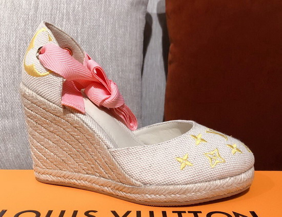 Louis Vuitton Starboard Wedge Espadrille Yellow Monogram Embroidered Canvas 1A8GM8 Replica