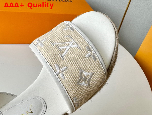 Louis Vuitton Starboard Wedge Sandal in White Monogram Embroidered Cotton 1ABPFR Replica