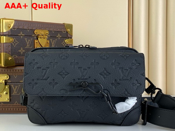 Louis Vuitton Steamer Messenger in Black Taurillon Monogram Embossed Cowhide Leather M23742 Replica