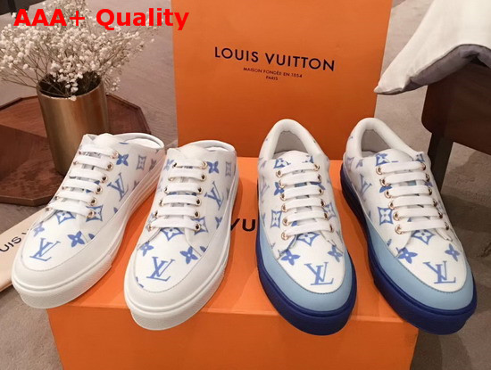 Louis Vuitton Stellar Open Back Sneaker Blue Monogram Print Textile Replica