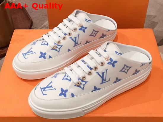 Louis Vuitton Stellar Open Back Sneaker Blue Monogram Print Textile Replica