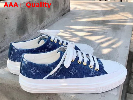 Louis Vuitton Stellar Sneaker Bleu Jeans Blue Monogram Denim 1A4WTT Replica