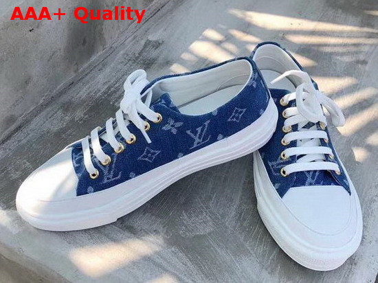 Louis Vuitton Stellar Sneaker Bleu Jeans Blue Monogram Denim 1A4WTT Replica